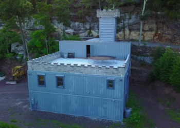 The modern castle made out of shipping containers